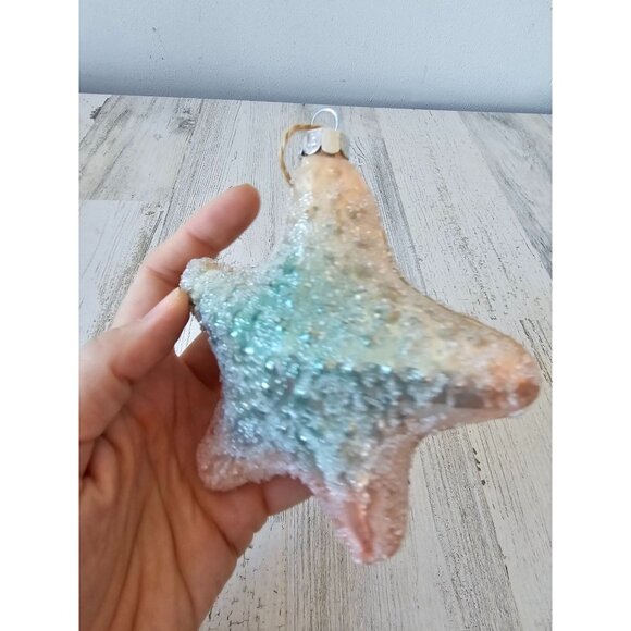 Glass beaded life-size starfish ornament pink‎ Xmas tree - Picture 2 of 8